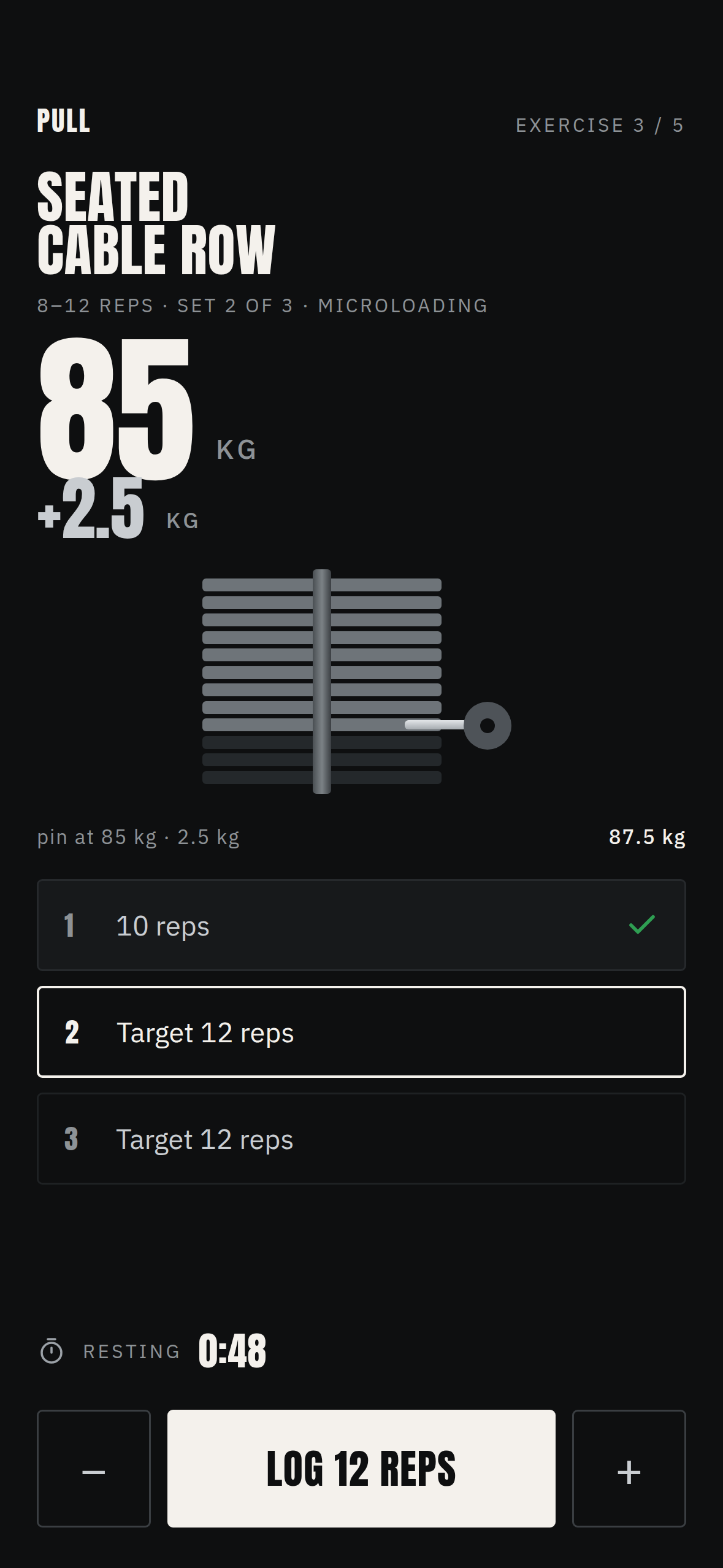 Microloading screen: a working weight moving up by one microplate.